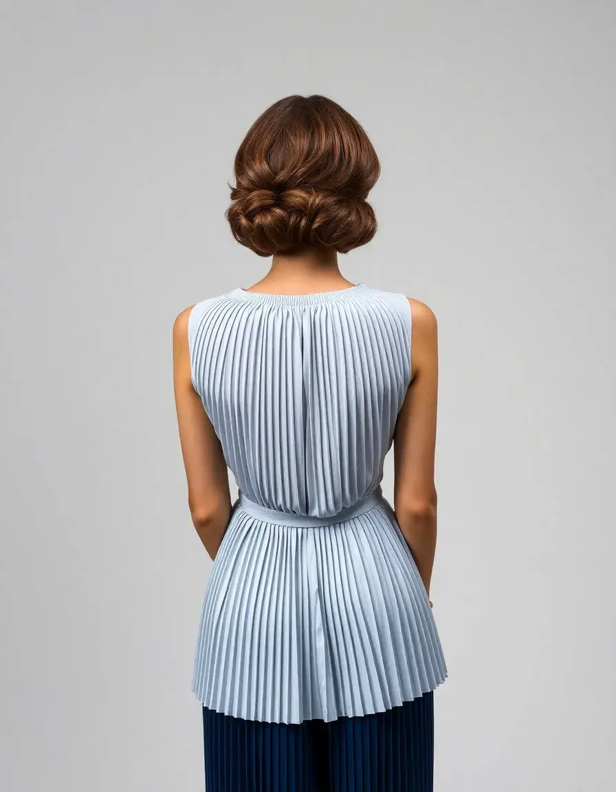 60 años pleated vestido plisado chic