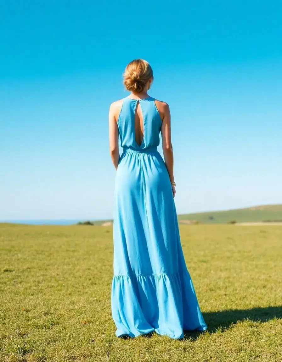 Vestidos niña maxi blue back view