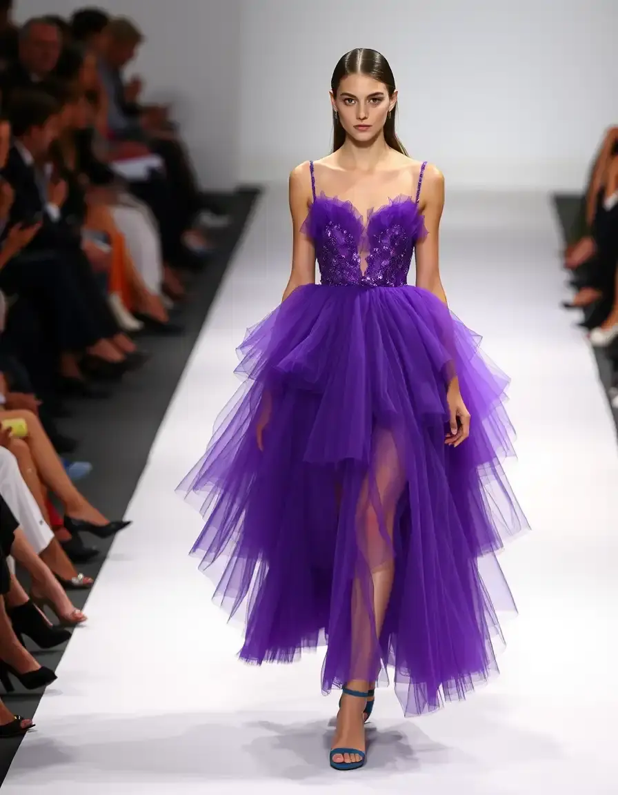 Niña tulle dress purple model walking