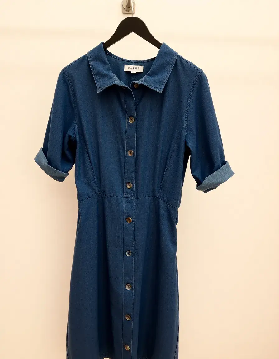 Denim midi dress on hanger blue