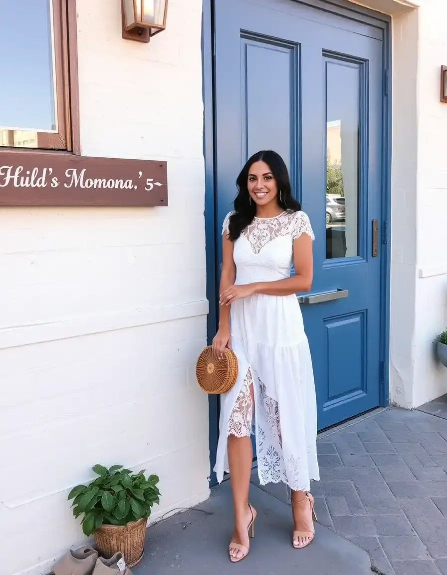 Midi Lace Dress blanco delicado