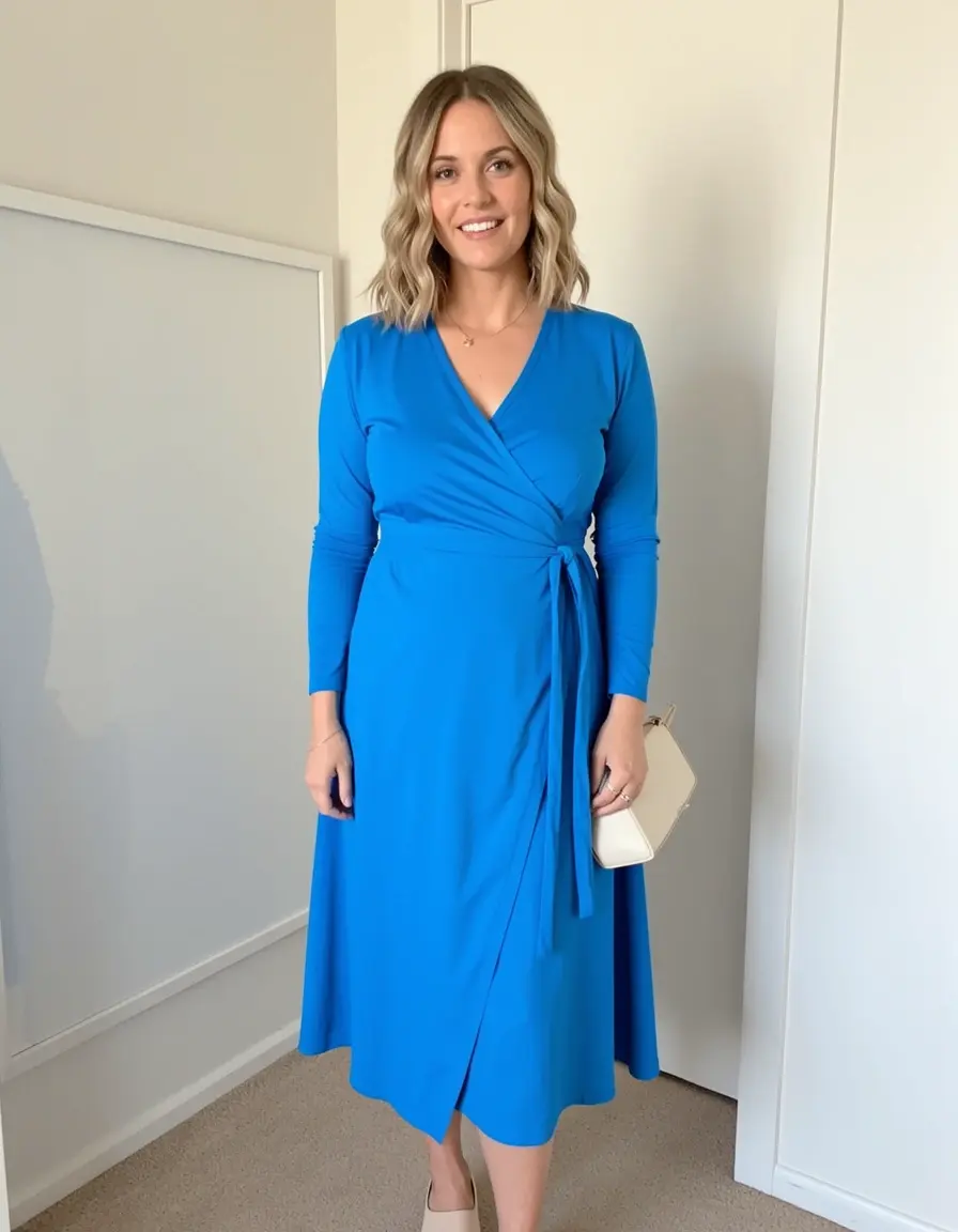 Vestido azulino cruzado versátil