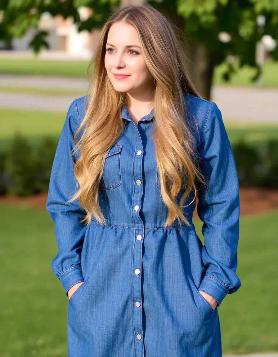 Vestido camisero azul casual