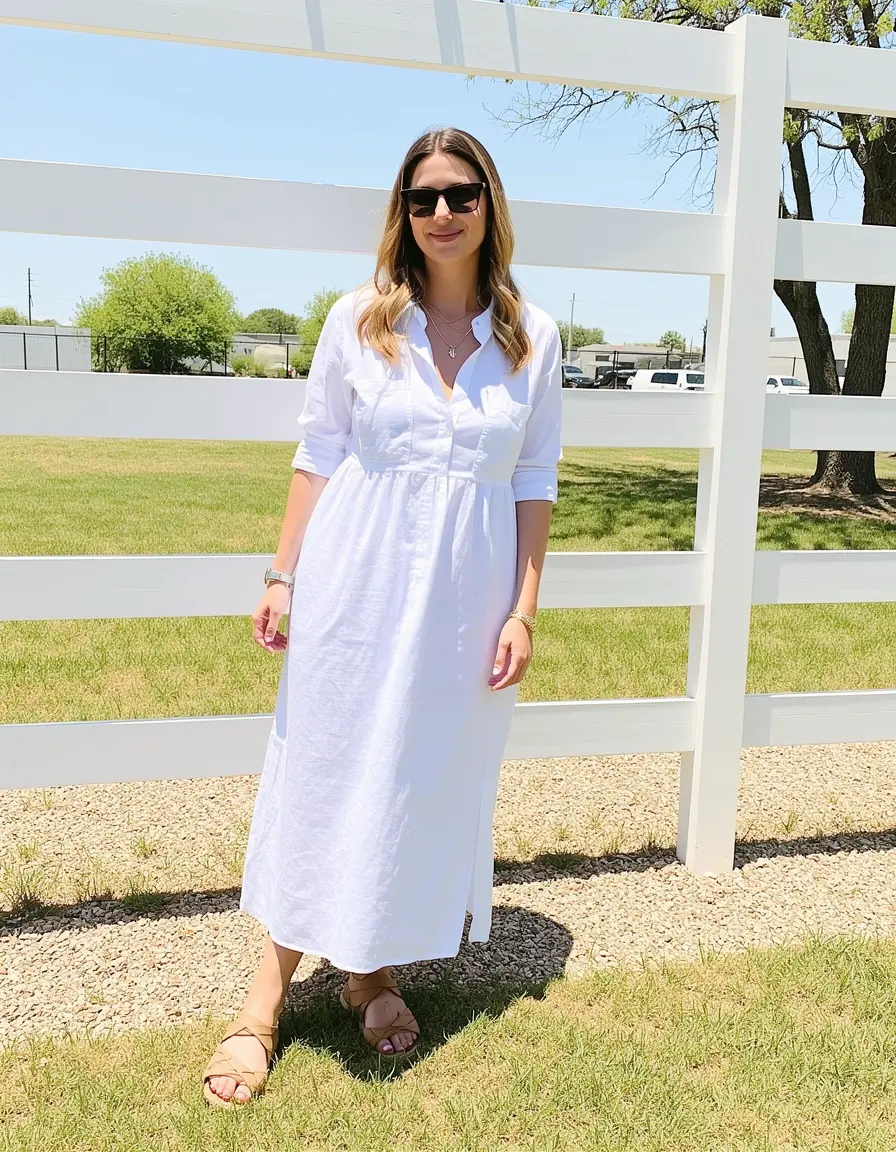 Vestido camisero de lino blanco fresco