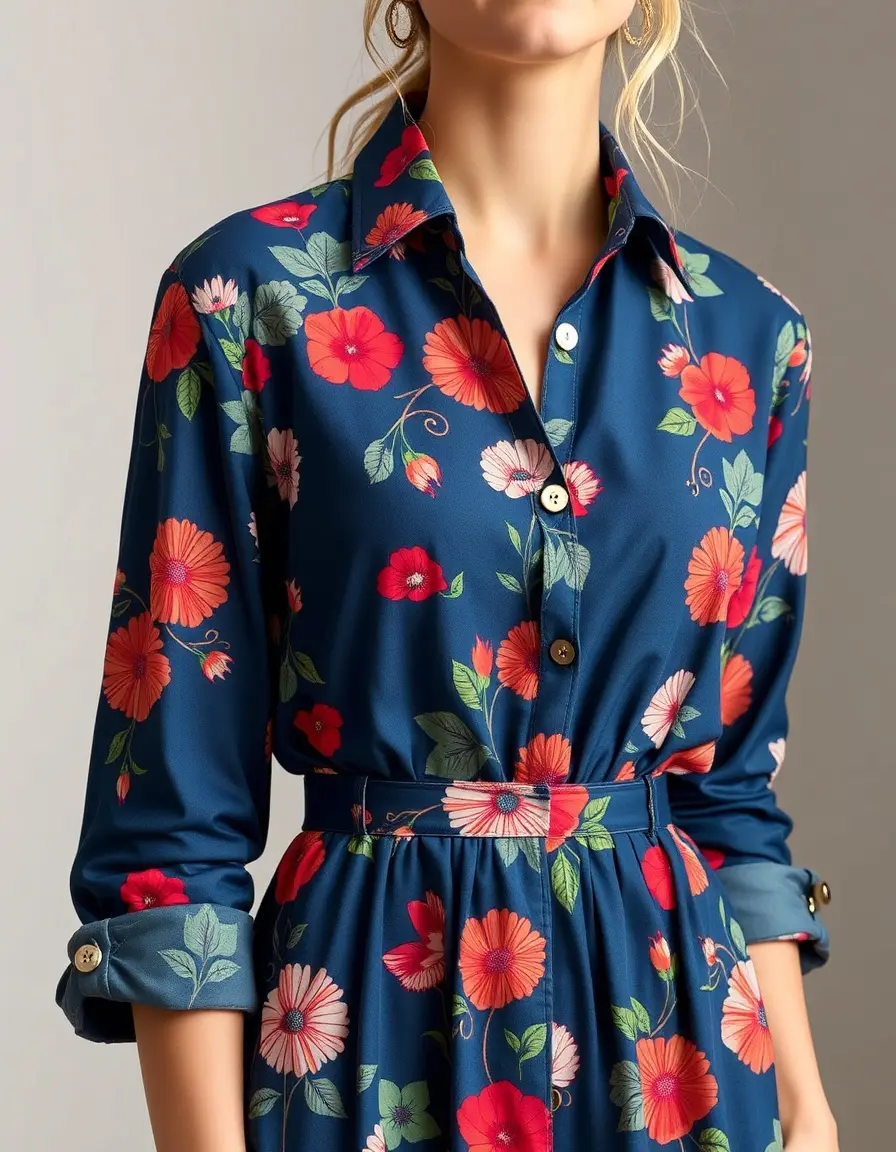 Vestido camisero con estampado floral