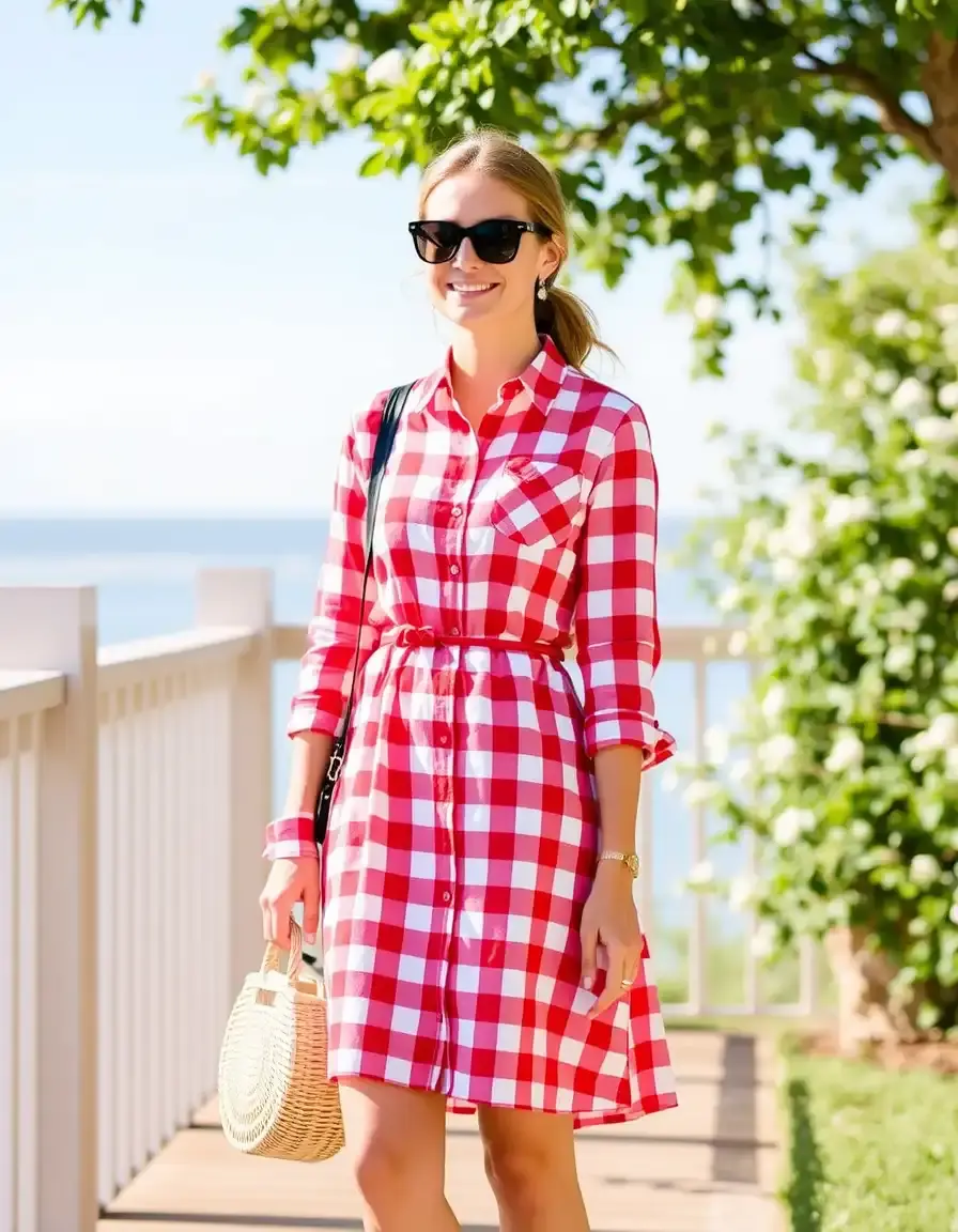 Vestido camisero a cuadros rojos