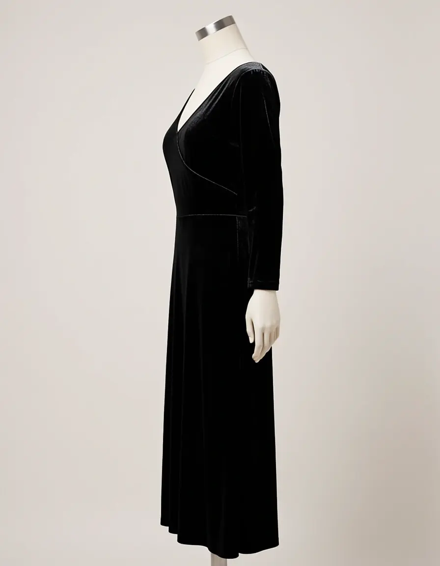 Vestido de cóctel en terciopelo negro elegante