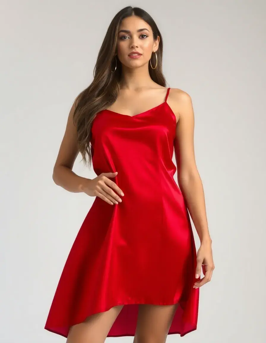 Vestido lencero de satén rojo sexy