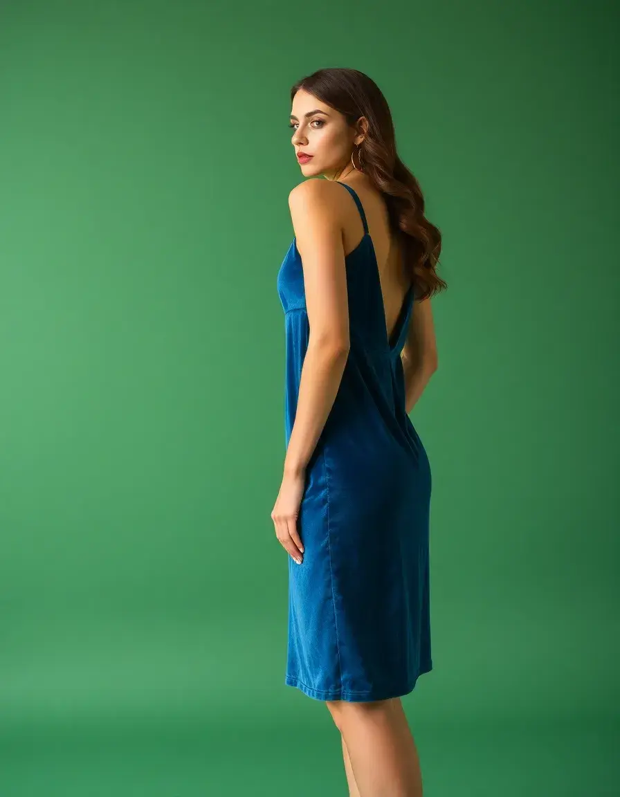 Vestido lencero de terciopelo azul
