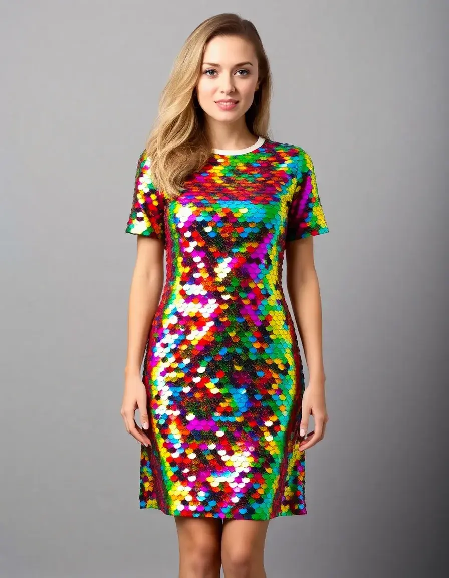 Vestido lentejuelas multicolor divertido