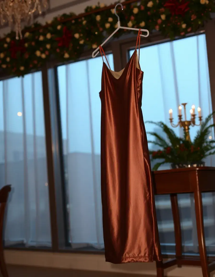 Shiny Brown Satin Dress