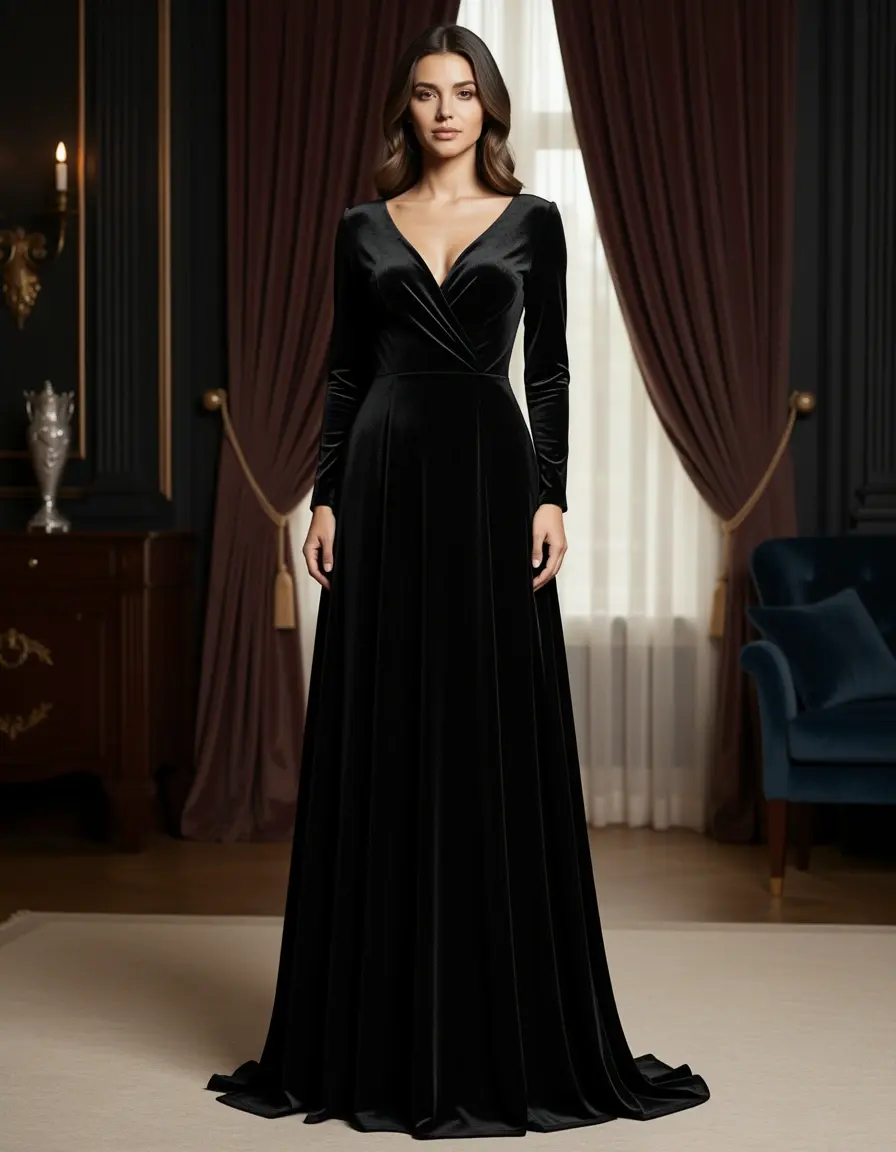 Vestido largo terciopelo elegante