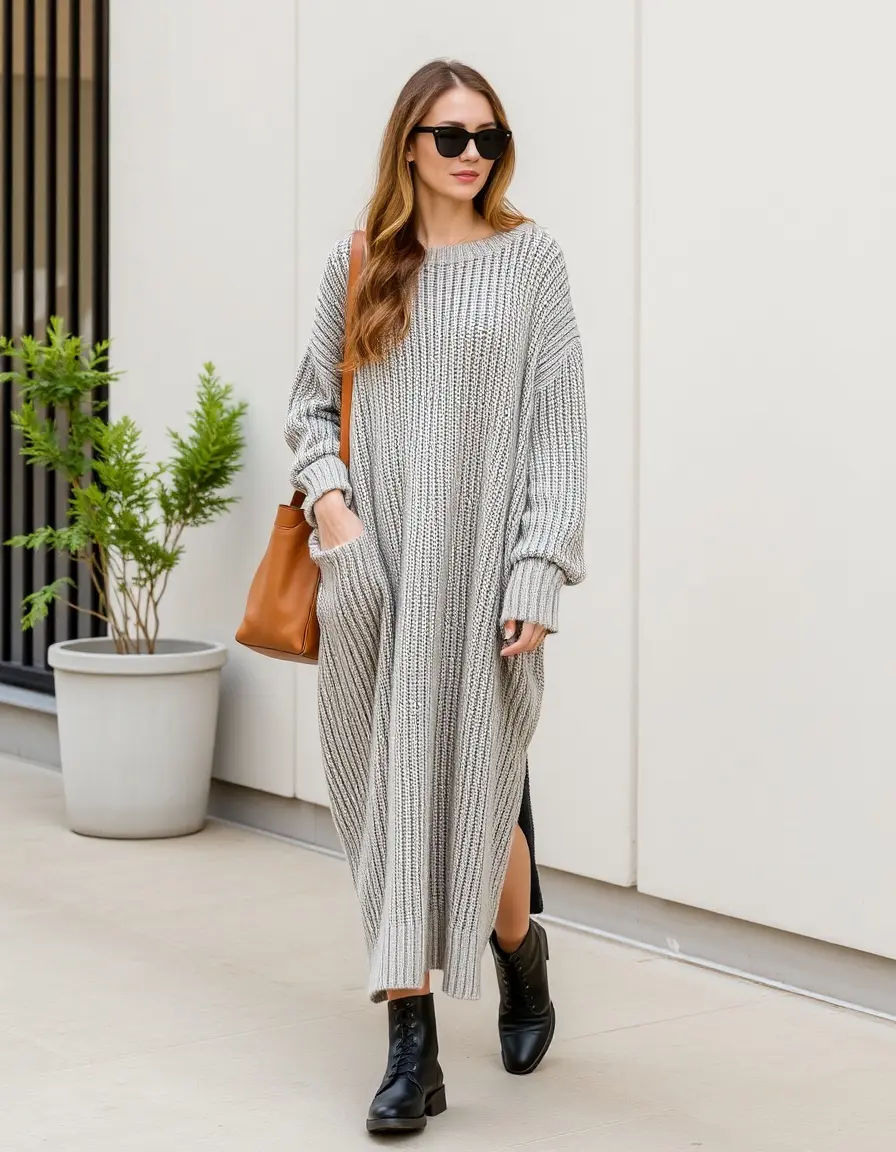 Vestido punto oversized estilo casual holgado