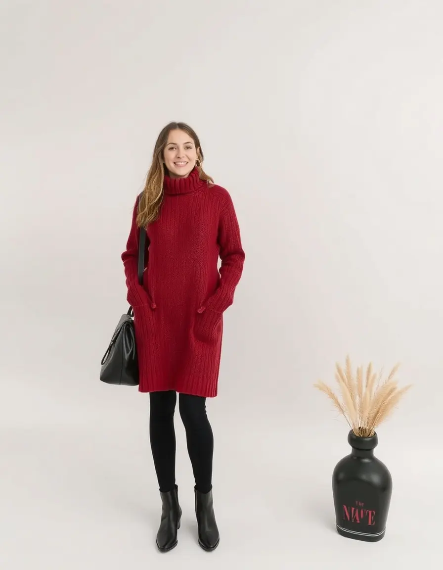 Vestido de lana punto grueso para invierno