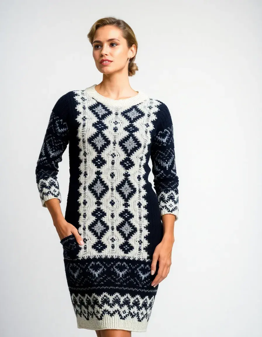 Vestido punto mujer estampado geométrico