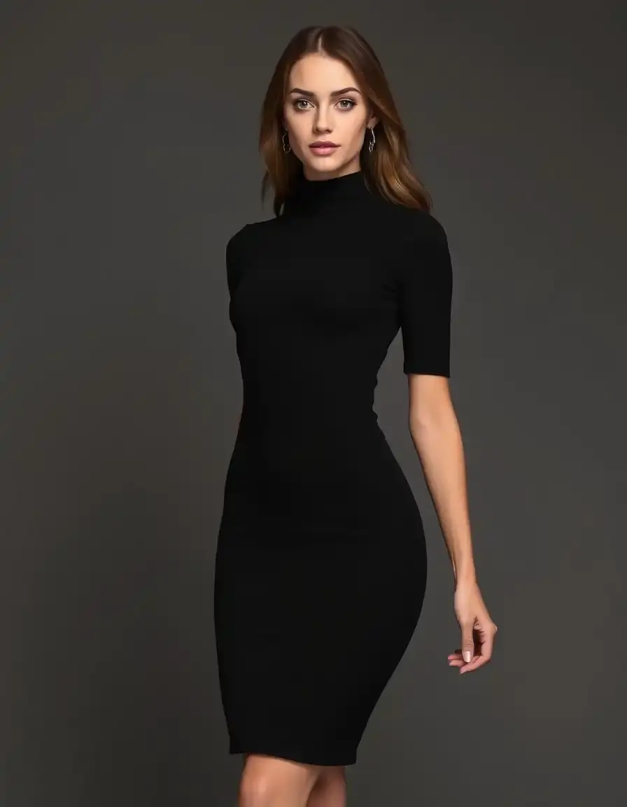 Vestido punto mujer negro slim fit
