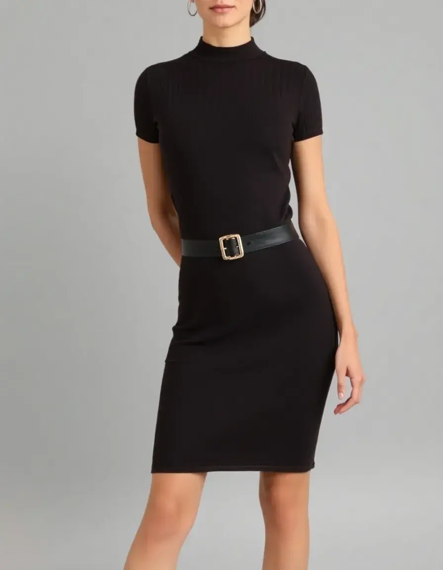 Vestido punto mujer con cinturón
