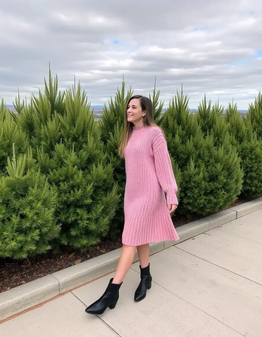 Vestido de punto rosa acogedor knit dress