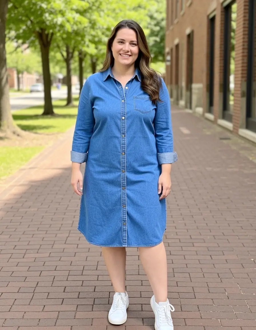 Vestido vaquero camisero azul clásico