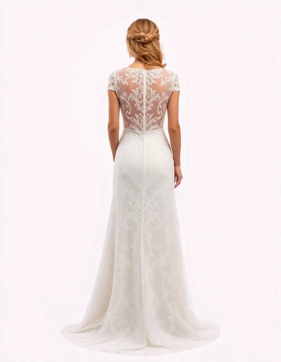 Vestido de novia estilo boho con encaje detalle espalda