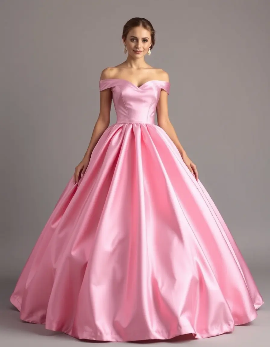 Vestido de novia estilo princesa en satén pose frontal