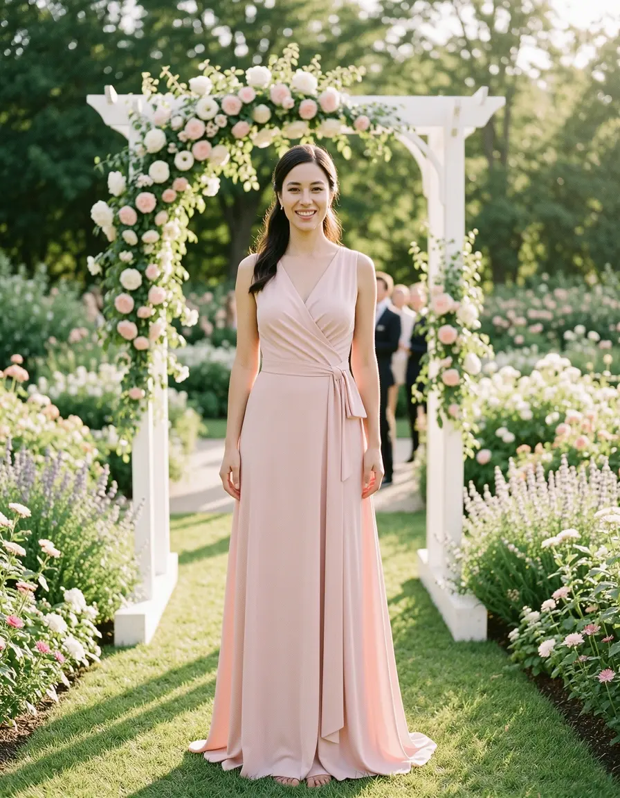 Vestido cruzado en tonos pastel