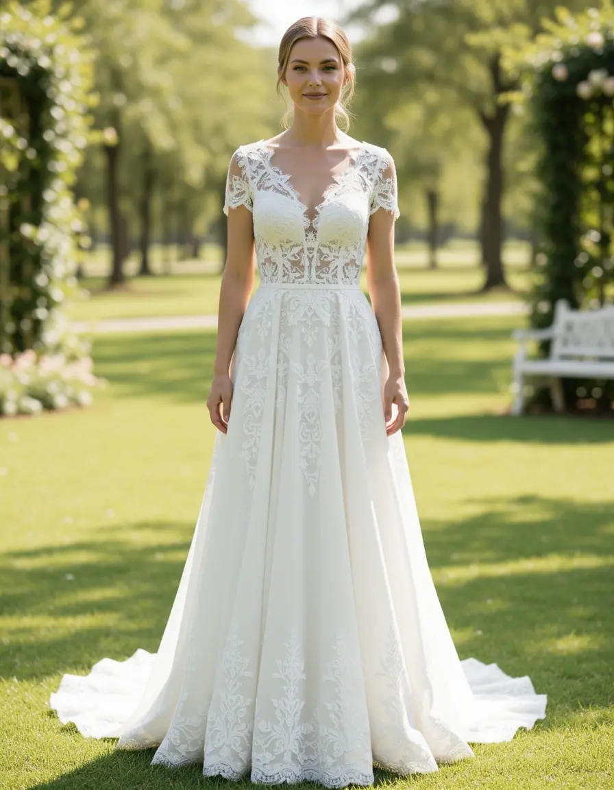 Vestido de encaje elegante para día