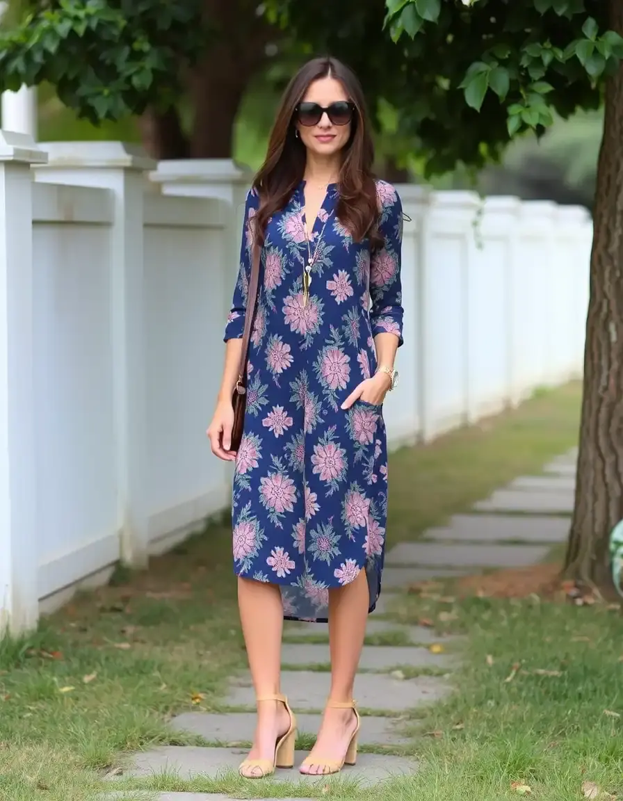 Vestido recto estampado casual chic