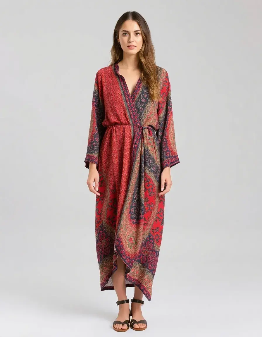 Vestido cruzado estampado boho muy versátil