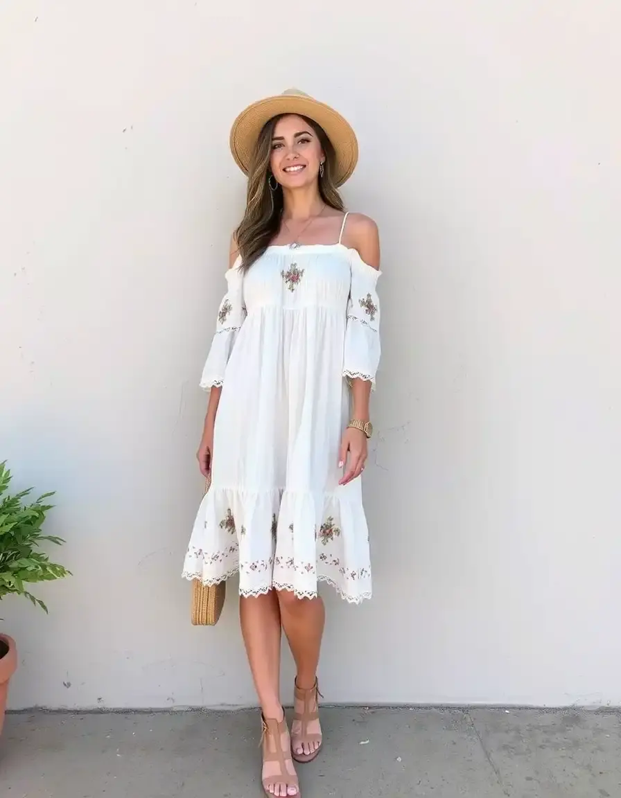 Vestido boho off-shoulder ideal para verano