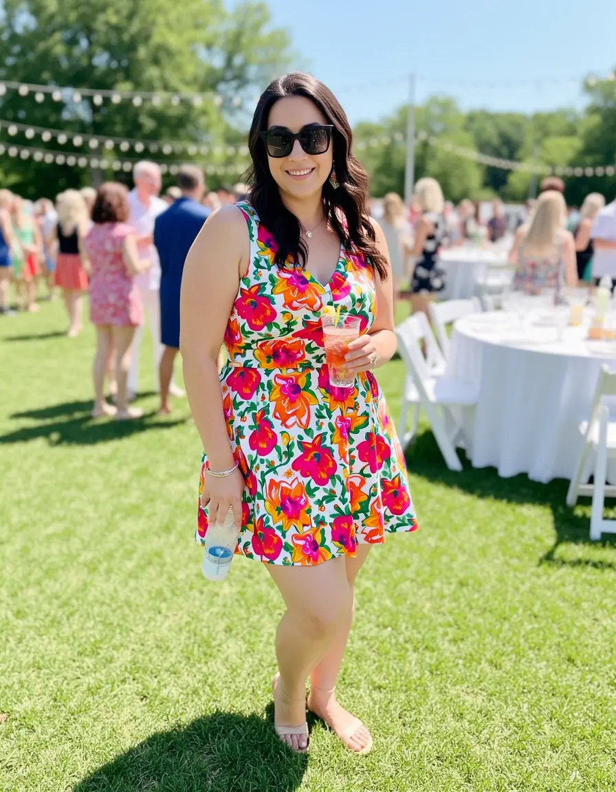 Vestido corto floral para fiesta de día
