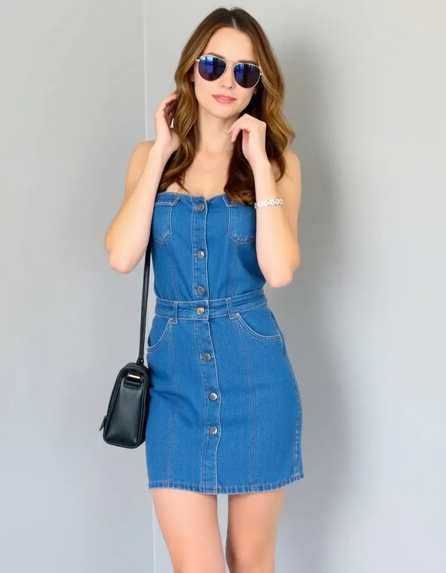 Vestido corto de mezclilla azul casual