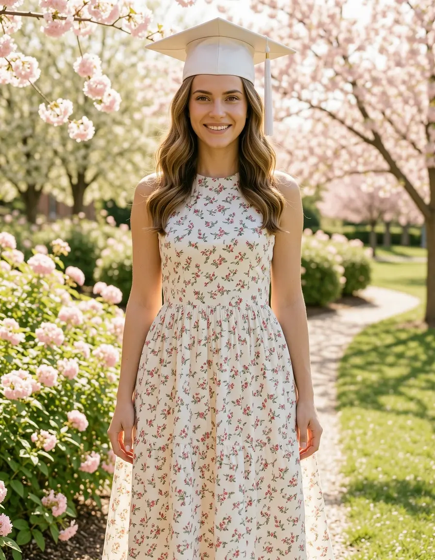 Floral Grad Dress estampado ligero