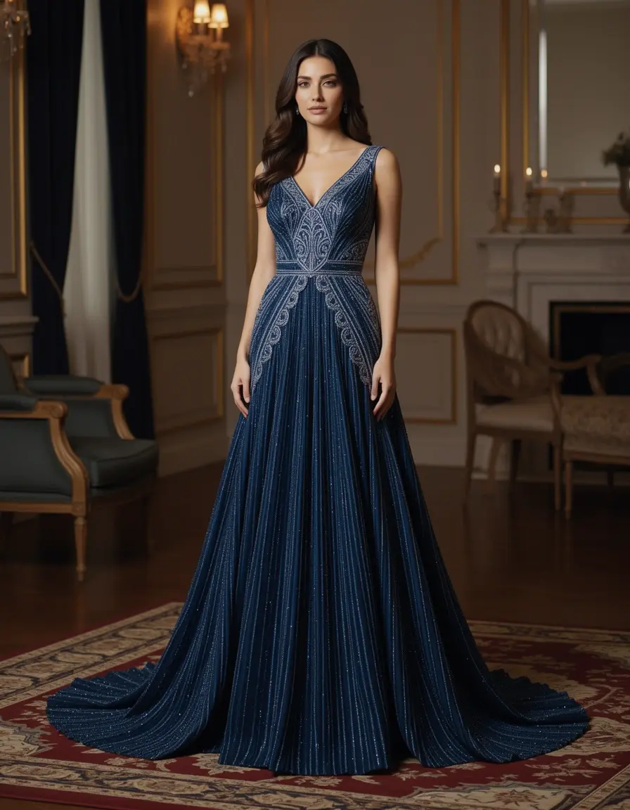 Vestido de madrina con pedrería elegante