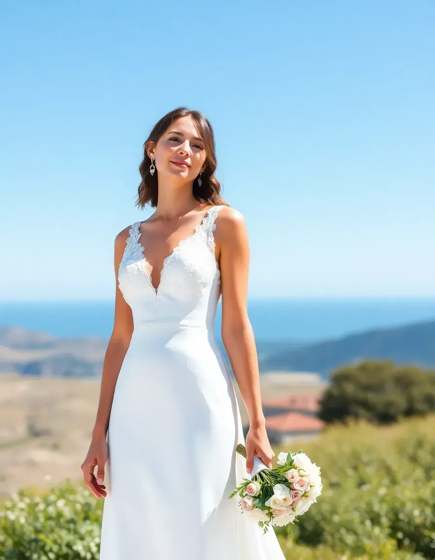 Vestido de novia sencillo tipo columna blanco