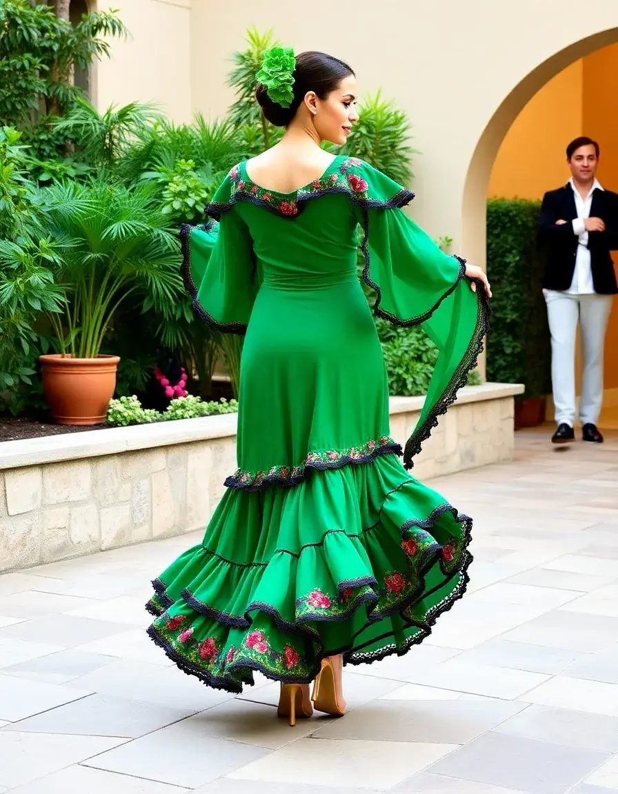 Maxi vestido flamenca verde listo para bailar