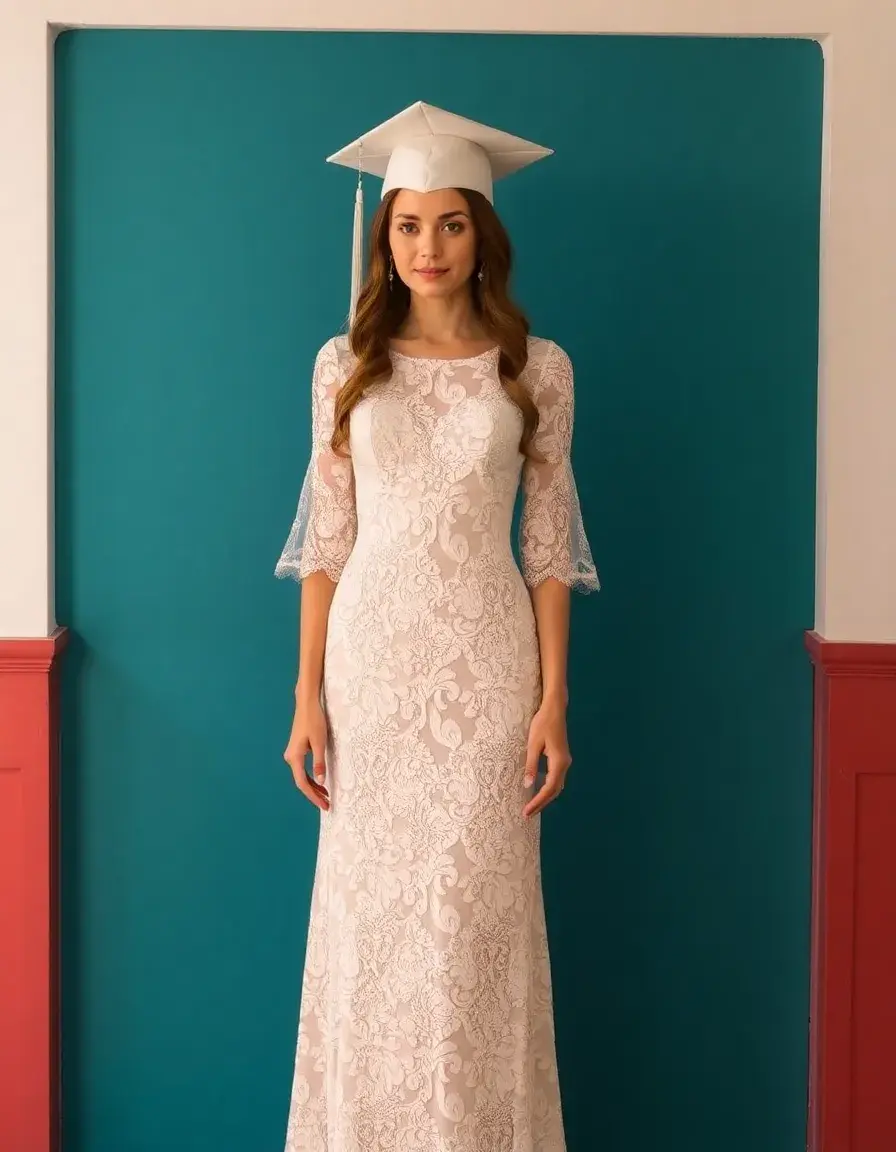 Vestido de encaje delicado para graduación