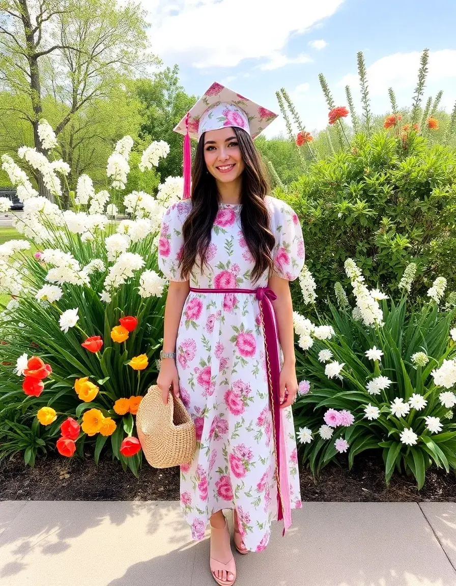 Vestido floral de primavera para graduación