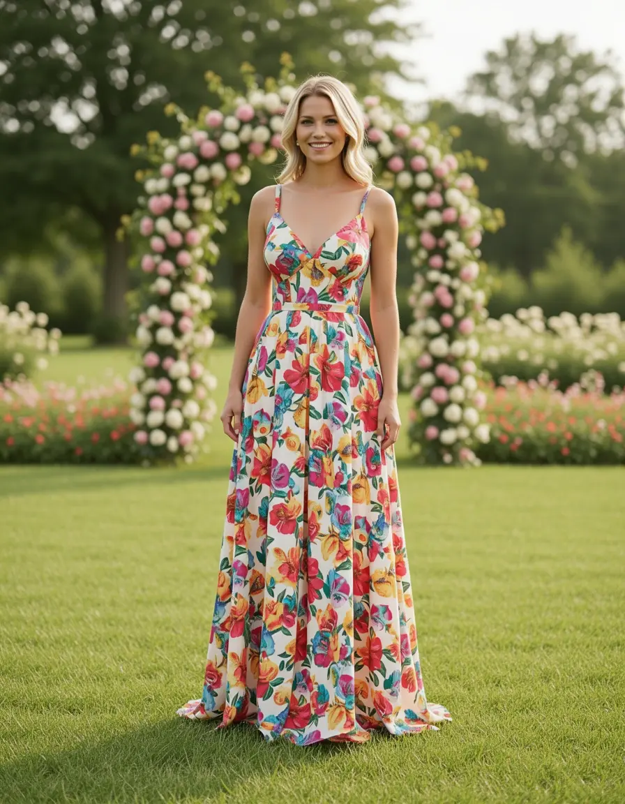 Vestido maxi floral para boda de verano