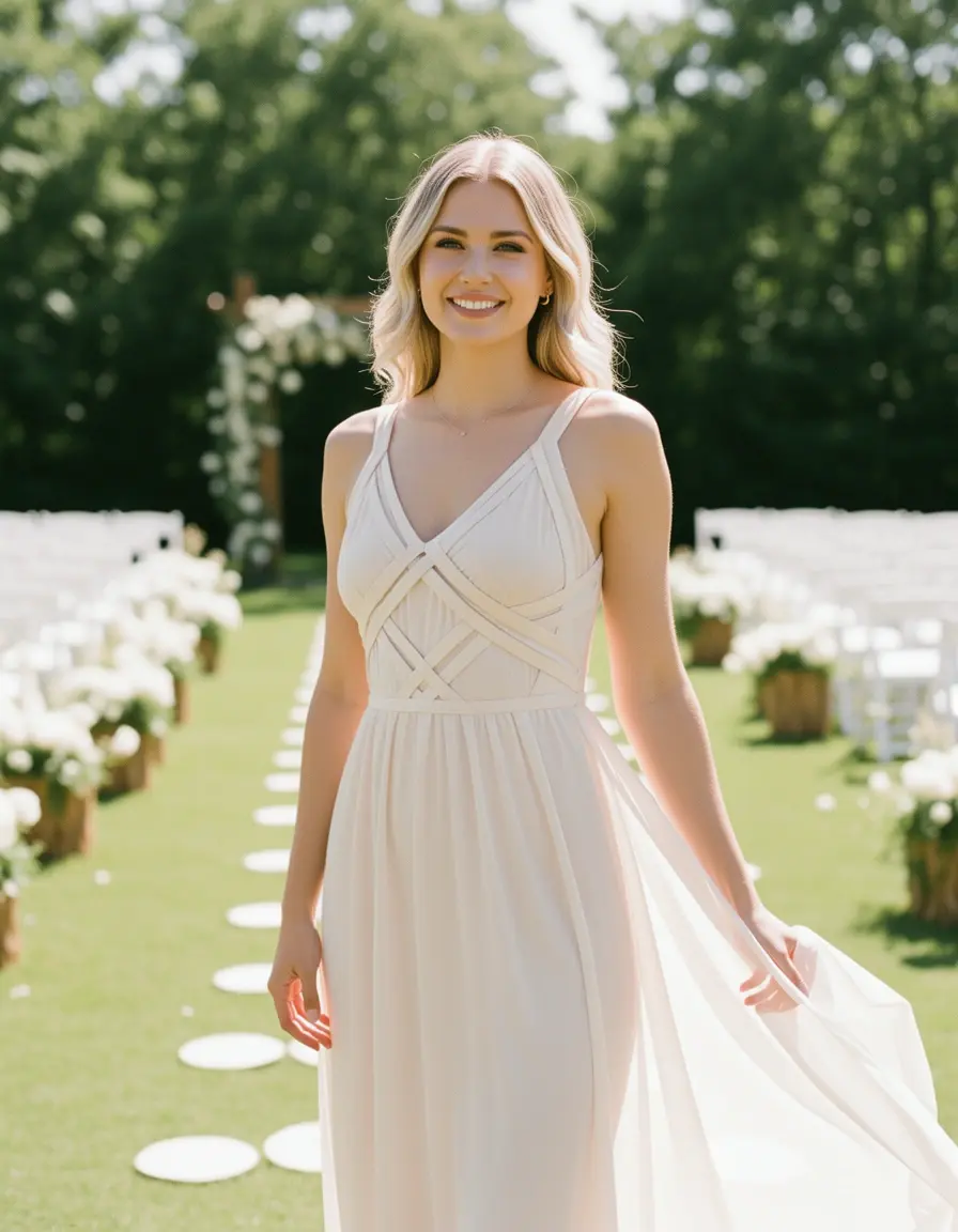 Vestido de tirantes fresco para boda calurosa