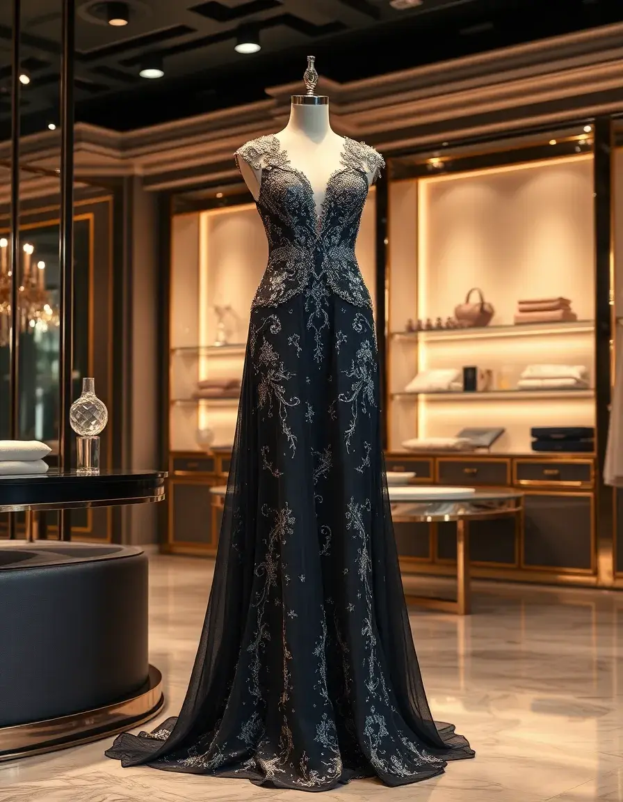 Elegante vestido de gala con cristales inspirado en el vestido de la Pedroche 2025